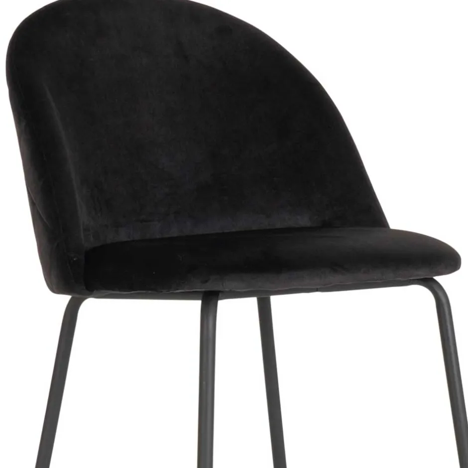 Wohnen Retro Barstühle aus schwarzem Samt - Baltimoore (2er Set)