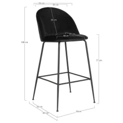 Wohnen Retro Barstühle aus schwarzem Samt - Baltimoore (2er Set)