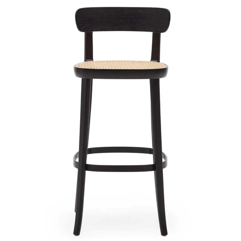 Wohnen Retro Barstuhl mit Wiener Geflecht Sitz - Pulany (2er Set)