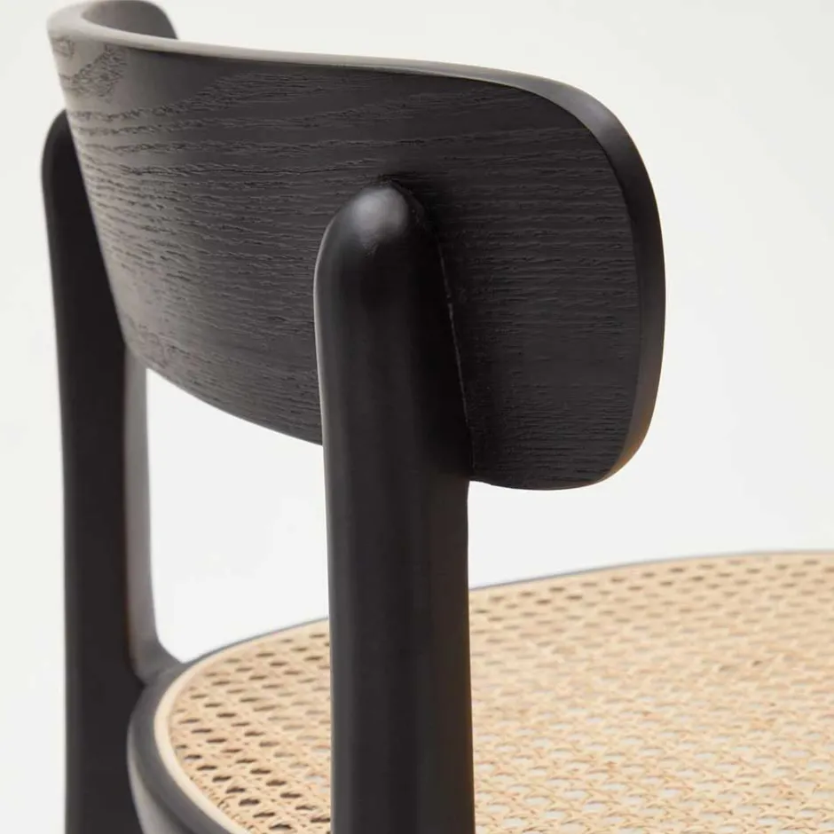 Wohnen Retro Barstuhl mit Wiener Geflecht Sitz - Pulany (2er Set)