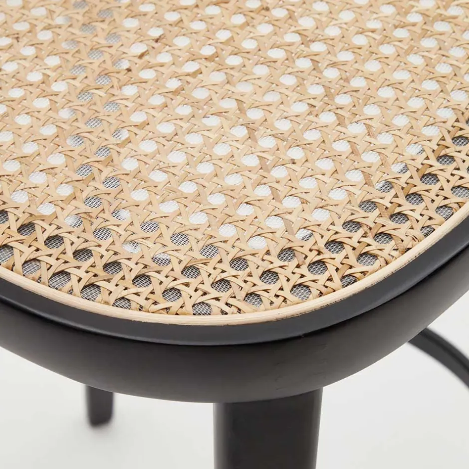 Wohnen Retro Barstuhl mit Wiener Geflecht Sitz - Pulany (2er Set)