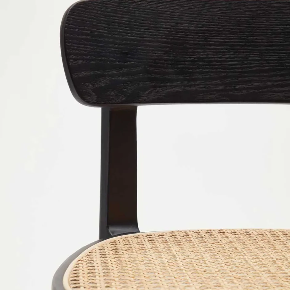 Wohnen Retro Barstuhl mit Wiener Geflecht Sitz - Pulany (2er Set)