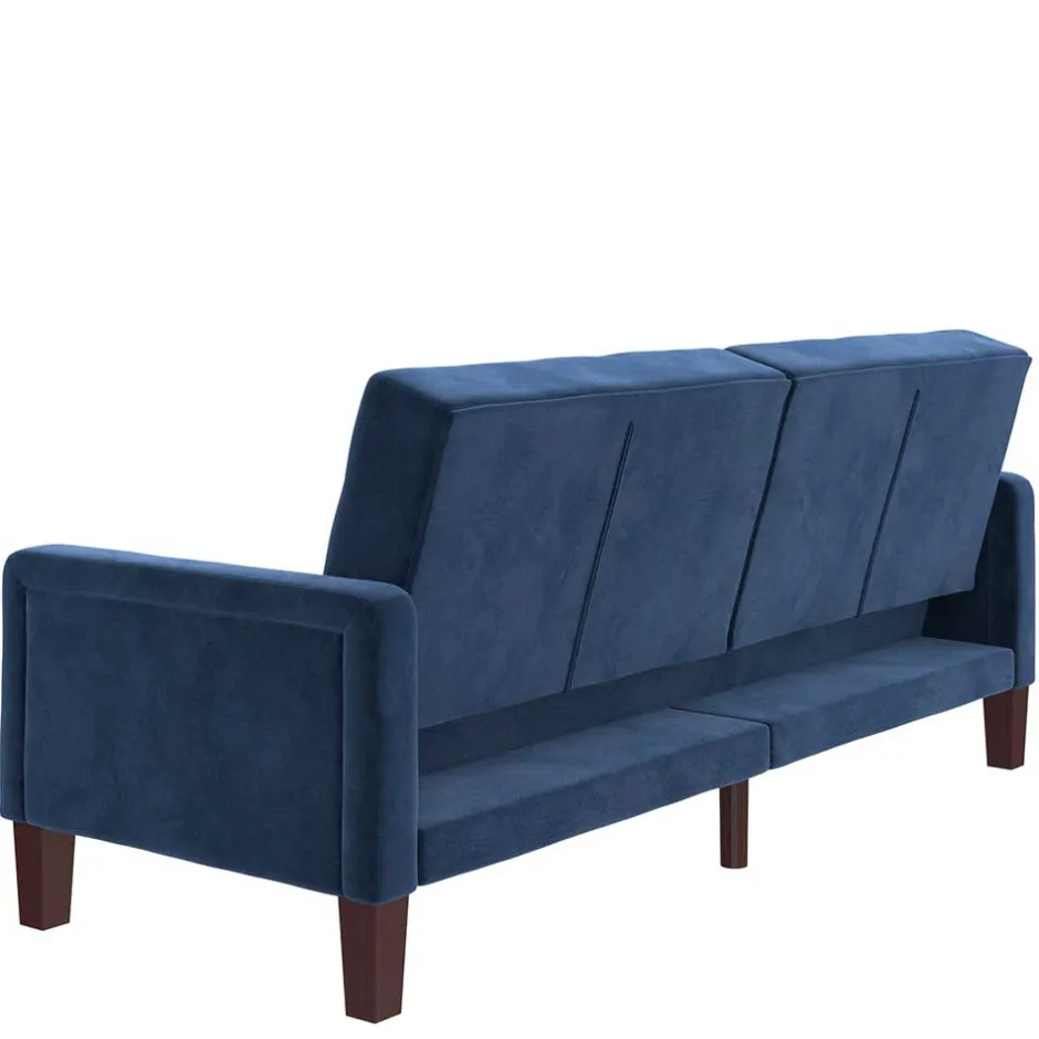 Retro Bettsofa in Blau Samt - Silvaria^Wohnen