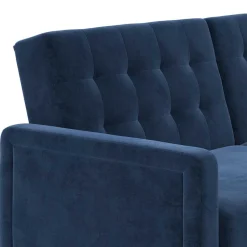 Retro Bettsofa in Blau Samt - Silvaria^Wohnen