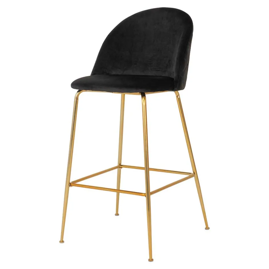 Retro Design Barstühle in Schwarz & Messing - Venjus (2er Set)^Wohnen Clearance