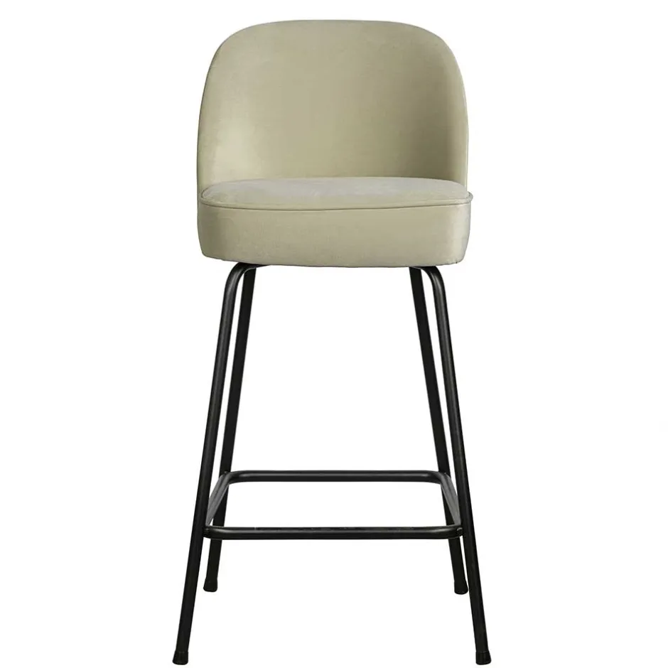 Wohnen Retro Design Barstuhl in Graugrün Samt - Ilussiana