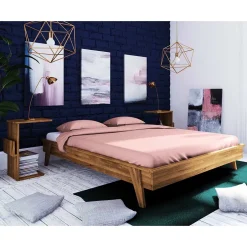 Wohnen Retro Design Bettanlage aus Wildeiche - Hardus