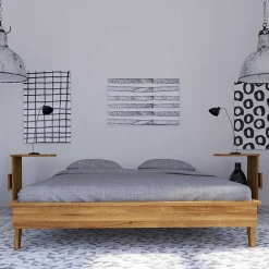 Wohnen Retro Design Bettanlage aus Wildeiche - Hardus