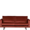 Wohnen Retro Design 2er Couch in Rotbraun Samt - Enzing