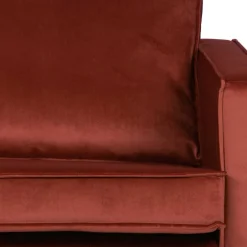 Wohnen Retro Design 2er Couch in Rotbraun Samt - Enzing