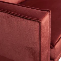 Wohnen Retro Design 2er Couch in Rotbraun Samt - Enzing