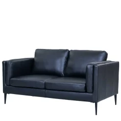 Retro Design Ledercouch in Schwarz - Griffina^Wohnen New