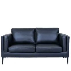 Retro Design Ledercouch in Schwarz - Griffina^Wohnen New