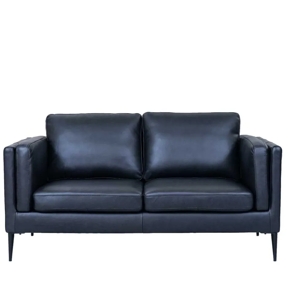 Retro Design Ledercouch in Schwarz - Griffina^Wohnen New