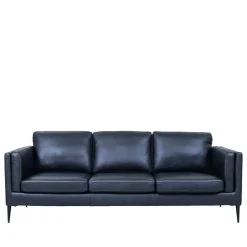 Retro Design Ledercouch in Schwarz - Griffina^Wohnen New