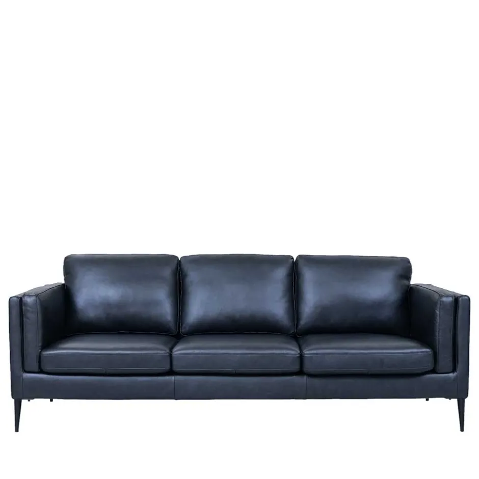 Retro Design Ledercouch in Schwarz - Griffina^Wohnen New