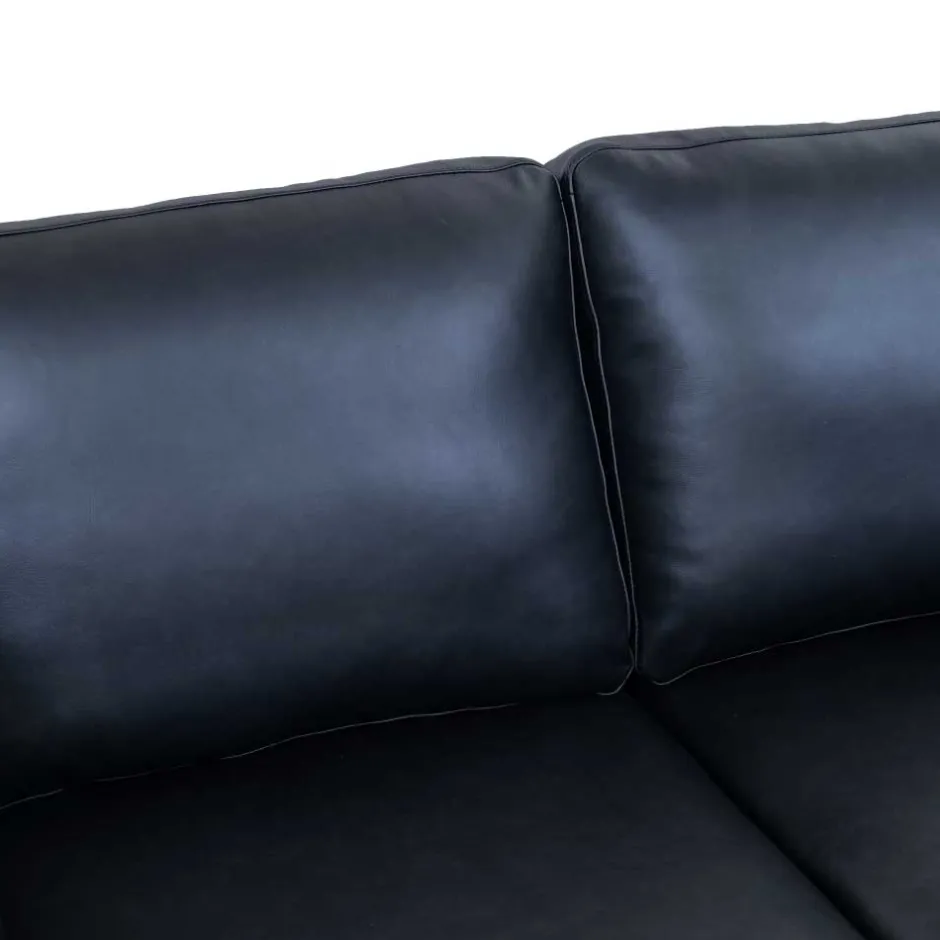 Retro Design Ledercouch in Schwarz - Griffina^Wohnen New