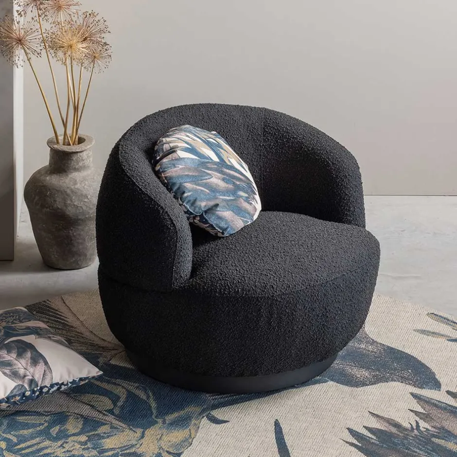 Wohnen Retro Design Sessel aus Boucle Stoff - Fronco