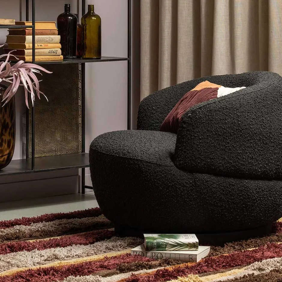 Wohnen Retro Design Sessel aus Boucle Stoff - Fronco