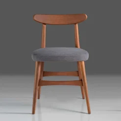 Wohnen Retro Esstischstuhl in Nussbaum Braun & Grau - Translato