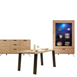 Retro Esszimmer Einrichtung in Eiche - Rodonda (dreiteilig)^Wohnen