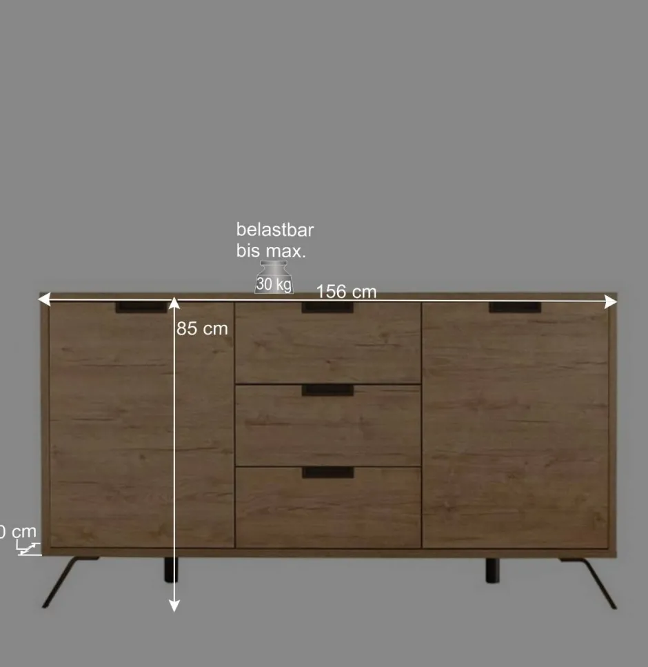 Retro Esszimmer Einrichtung in Eiche - Rodonda (dreiteilig)^Wohnen