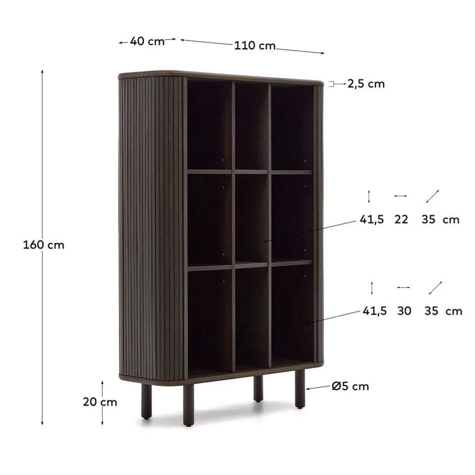 Wohnen Retro Highboard mit Schiebetüren und Fächern - Tadaco