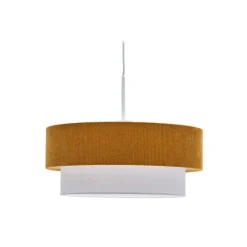 Wohnen Retro Hängeleuchte in Senfgelb Cord - Dunedin