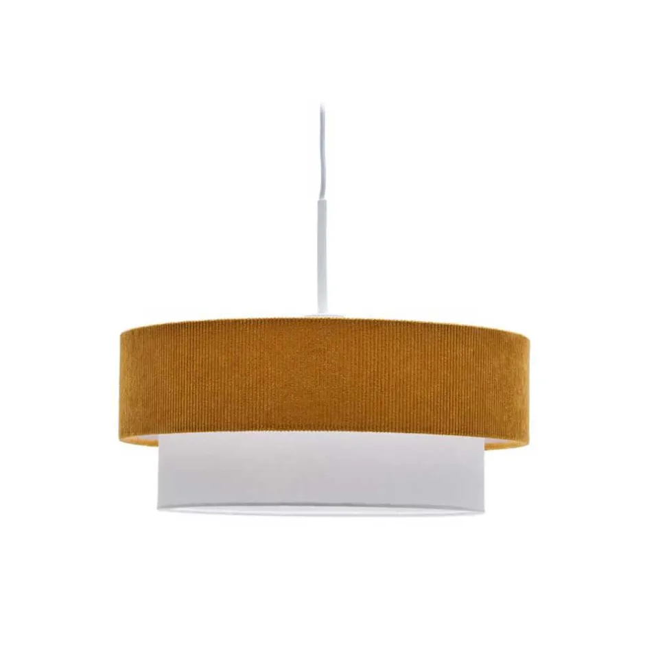 Wohnen Retro Hängeleuchte in Senfgelb Cord - Dunedin