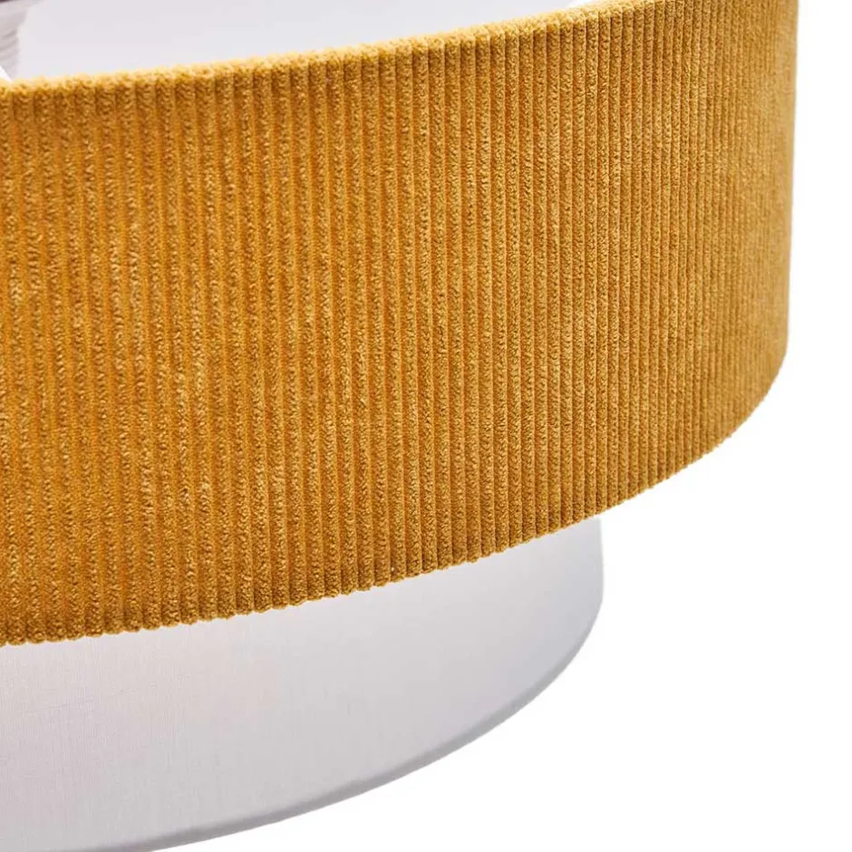 Wohnen Retro Hängeleuchte in Senfgelb Cord - Dunedin