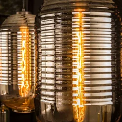 Wohnen Retro Hängeleuchte mit Glas Schirmen in Chrom - Tornado