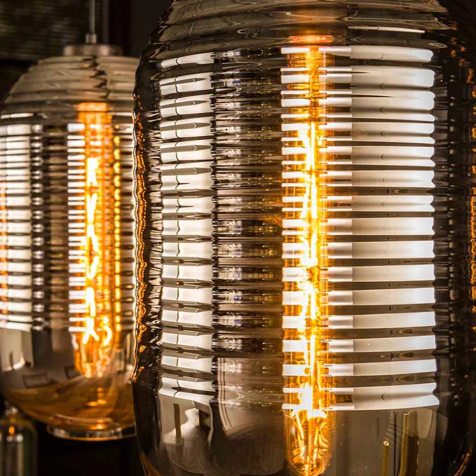 Wohnen Retro Hängeleuchte mit Glas Schirmen in Chrom - Tornado