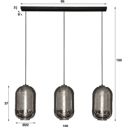 Wohnen Retro Hängeleuchte mit Glas Schirmen in Chrom - Tornado