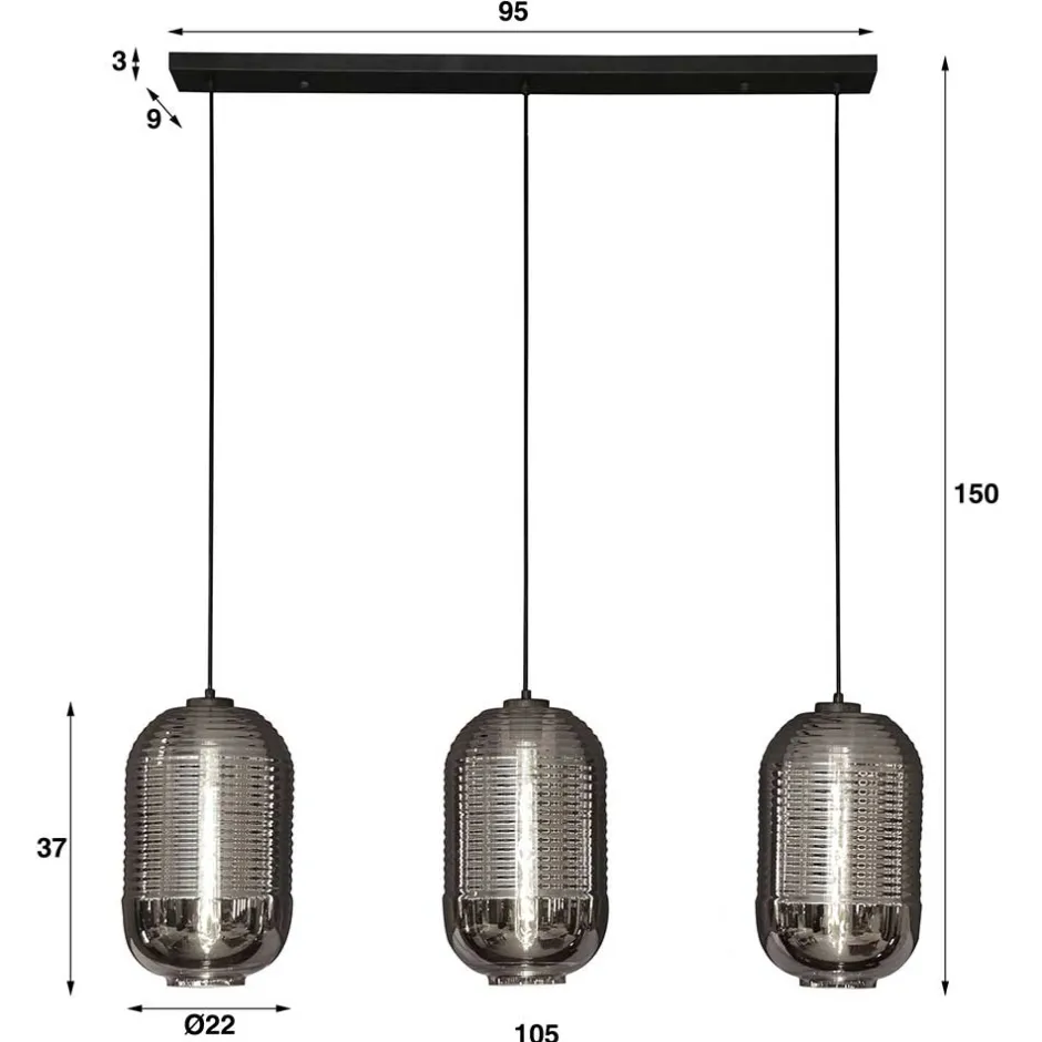 Wohnen Retro Hängeleuchte mit Glas Schirmen in Chrom - Tornado