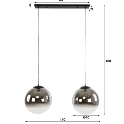 Wohnen Retro Hängeleuchte mit zwei Kugelschirmen - Macy