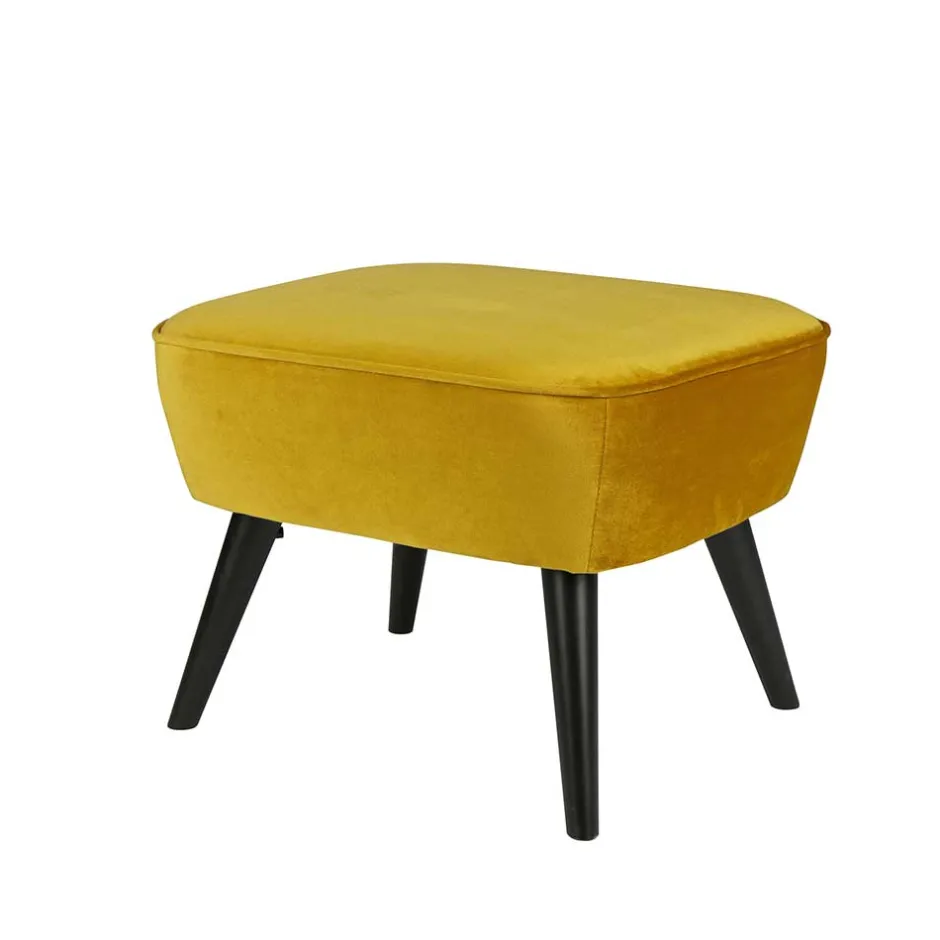 Retro Hocker Almyna in Gelb Stoff^Wohnen Discount