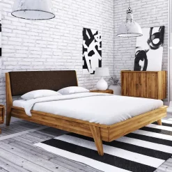 Wohnen Retro Holz Bettgestell aus Wildeiche - Hardus