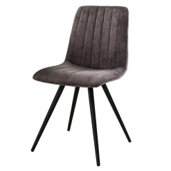 Wohnen Retro Küchenstühle in Grau Samt - Valjita (4er Set)