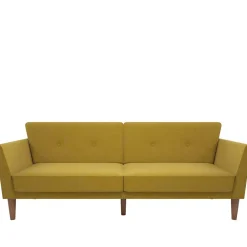 Wohnen Retro Klappcouch in Senfgelb und Natur - Fiby