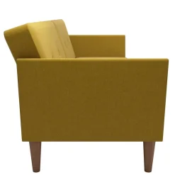 Wohnen Retro Klappcouch in Senfgelb und Natur - Fiby