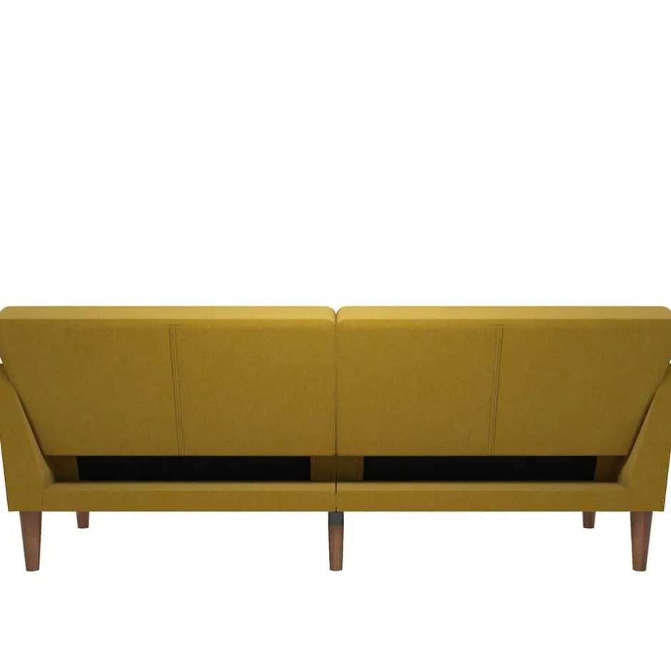 Wohnen Retro Klappcouch in Senfgelb und Natur - Fiby