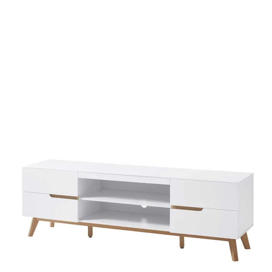 Retro Lowboard für Fernseher Valezianos in Weiß^Wohnen Online