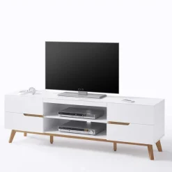 Retro Lowboard für Fernseher Valezianos in Weiß^Wohnen Online