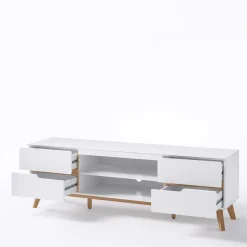 Retro Lowboard für Fernseher Valezianos in Weiß^Wohnen Online