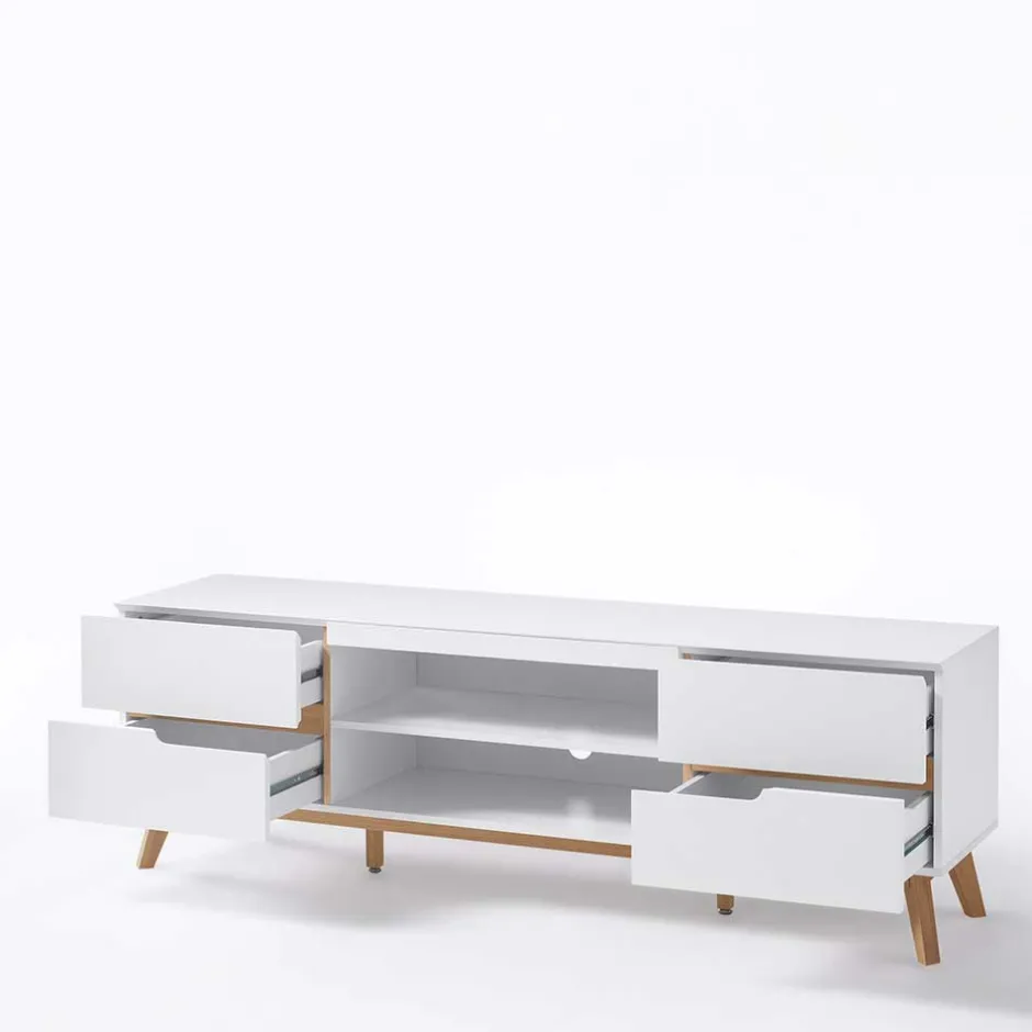 Retro Lowboard für Fernseher Valezianos in Weiß^Wohnen Online