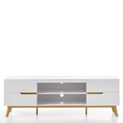 Retro Lowboard für Fernseher Valezianos in Weiß^Wohnen Online