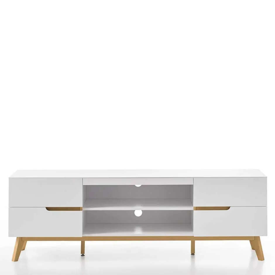 Retro Lowboard für Fernseher Valezianos in Weiß^Wohnen Online