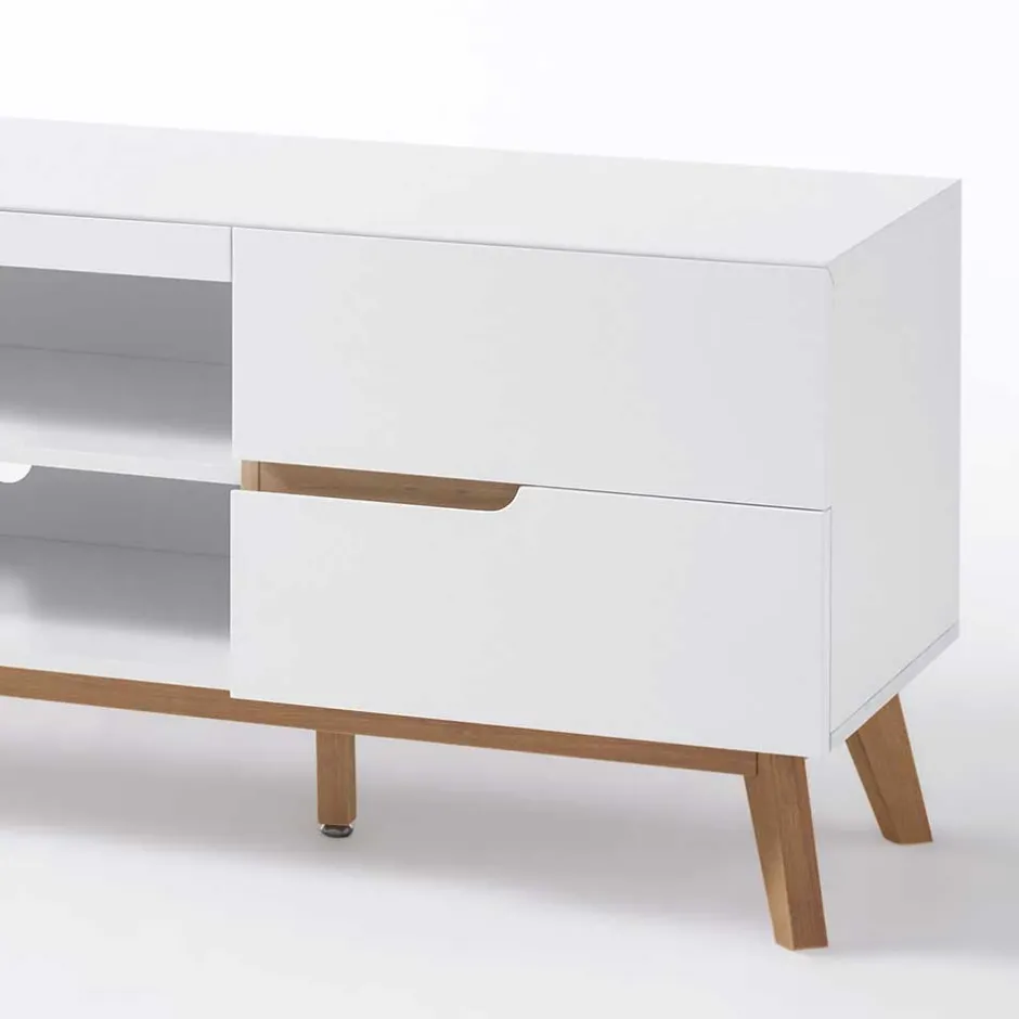 Retro Lowboard für Fernseher Valezianos in Weiß^Wohnen Online