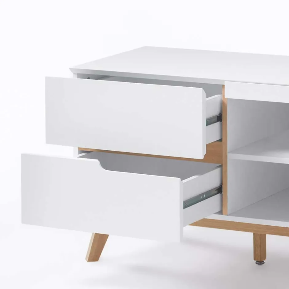 Retro Lowboard für Fernseher Valezianos in Weiß^Wohnen Online