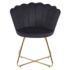 Wohnen Retro Muschelstühle in Schwarz Samt - Rubins (2er Set)